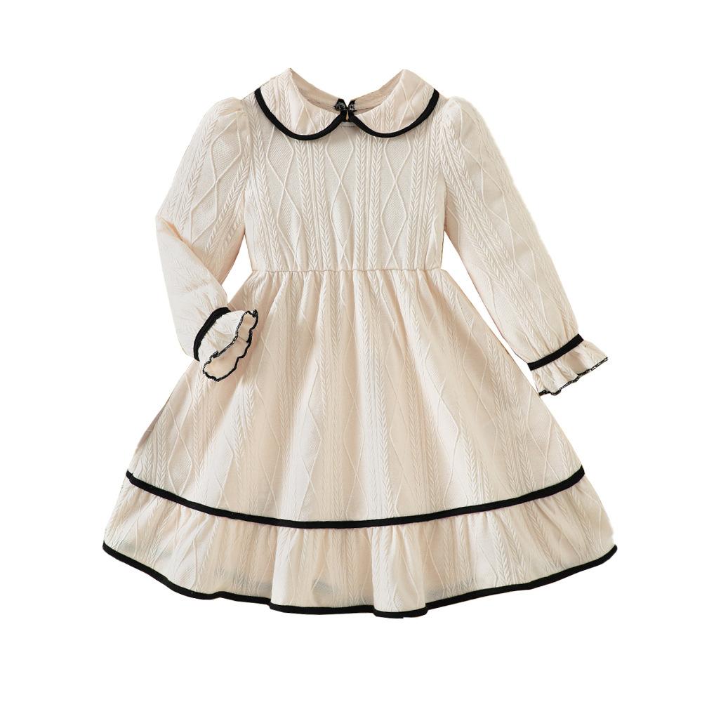 Children's Wear Children's New Girls' Autumn and Winter Doll Collar Sweet Long Sleeve Dress