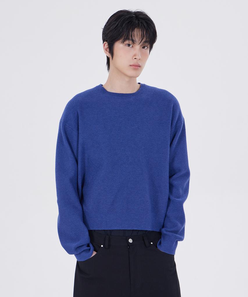 GLW Essential Round Neck Crop Knit Blue