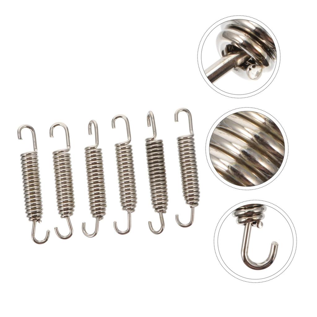 BELLIFFY 6pcs Spring Bike Motorcycle Car Motorcycle Swivel Spring Tension Spring Muffler Spring Exhaust Spring Stainless Steel Silver