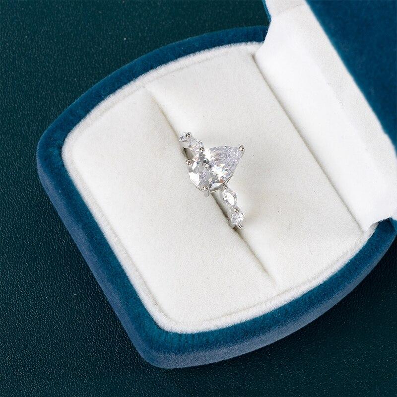 BELLA BOX Luxury Pear Shape Zircon Rings For Women Wedding Engagement Jewelry Fashionable Party Finger Accessories Romantic Gift