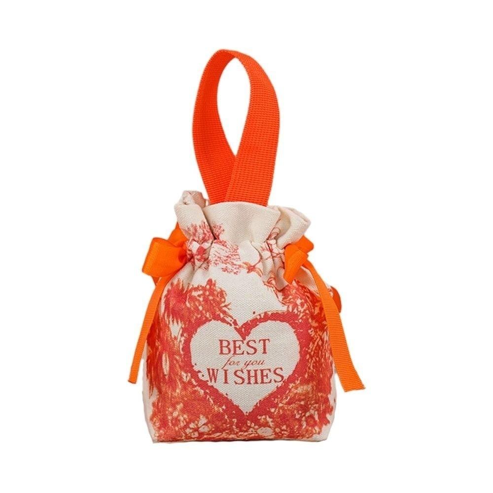 

Bowknot Love Heart Drawstring Bag Floral Small Flower Wrist Bag Festival помаранчевий
