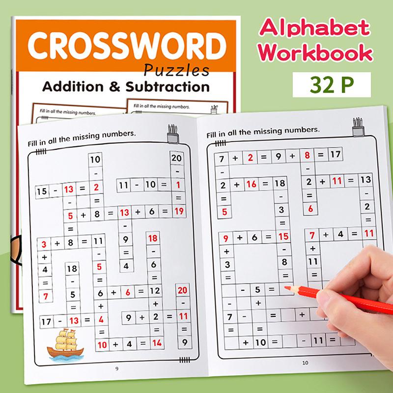 Quaderno di Matematica per Bambini dai 5 agli 8 Anni Matematica:Puzzle di matematica a cruciverba Addizione e sottrazione Quaderno di esercizi