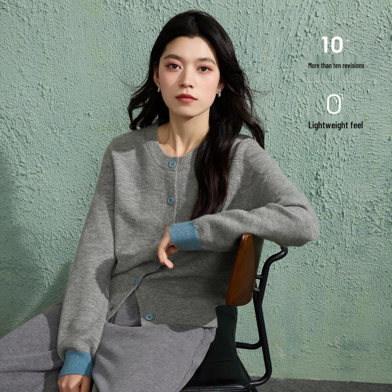Sancai Plus Size Round Neck Knit Cardigan