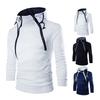 Men Hoodie Contrast Colors Drawstring Casual Long Sleeve Slim Pullover Autumn Hoodie for Daily Wear
