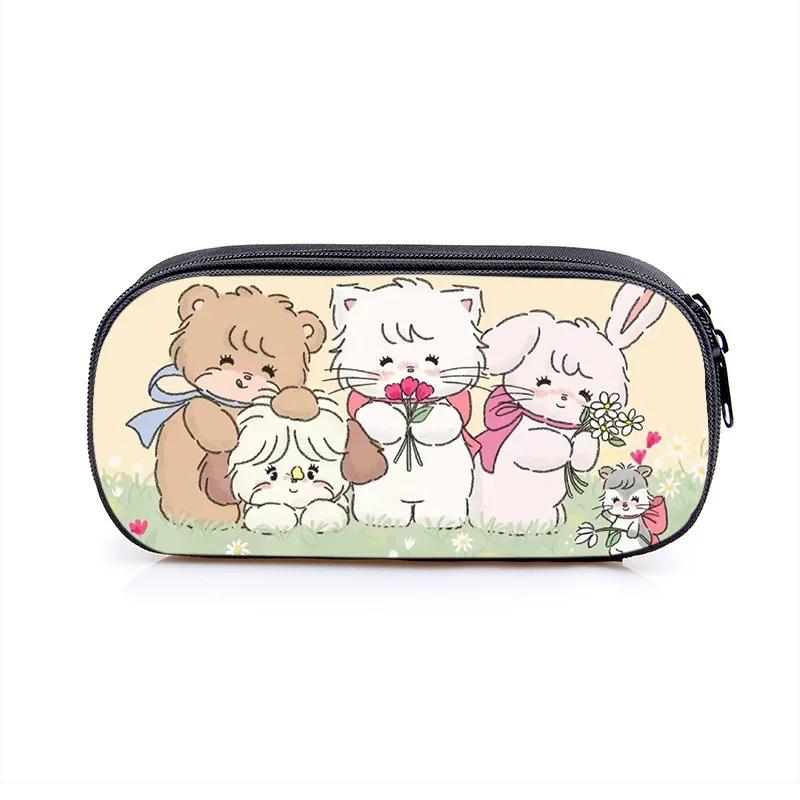 Mikko Pencil Bag Anime Pencil Cases Canvas Kawaii Stationery Box Children's Office Student School Supplies Stationary