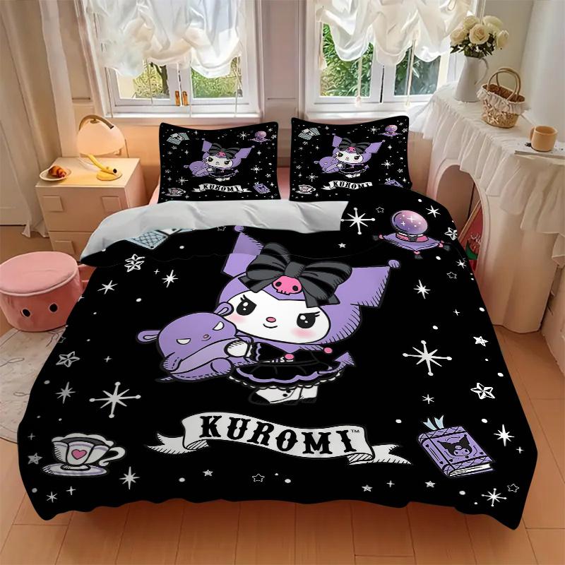 3pcs Cute Kuromi's Enchanted Night Quilt Cover Set - Soft and Cozy Bedroom, Guest Room and Dorm Decorative Bedding 3-Piece Set 1 Quilt Cover + 2