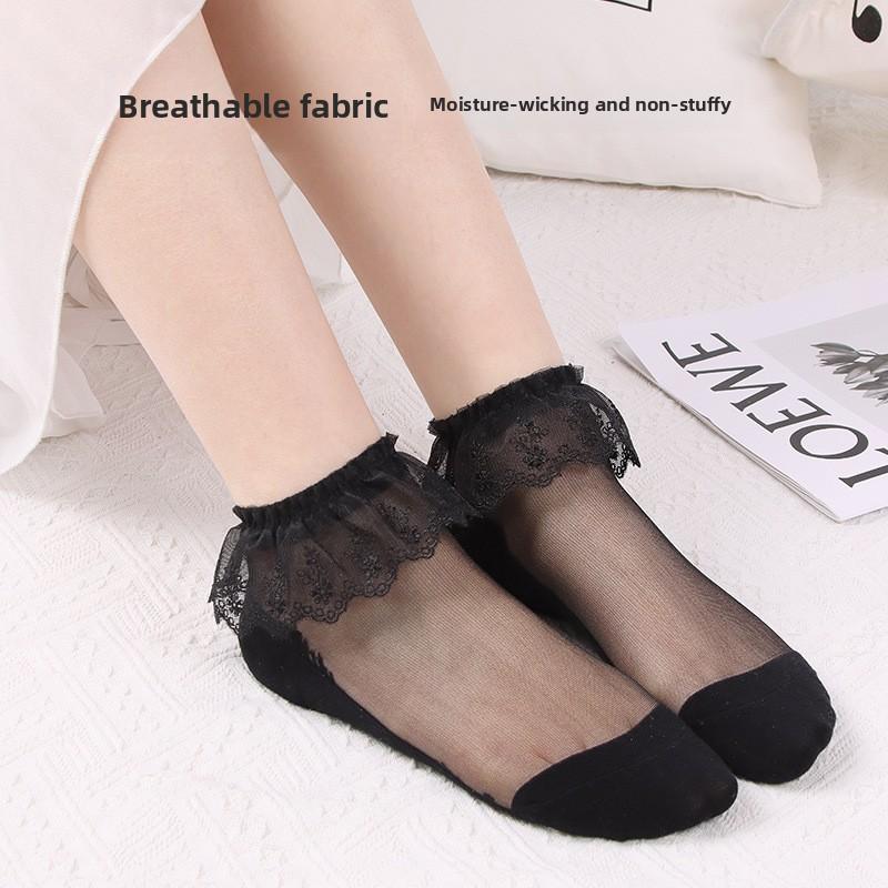 5 Pairs Women's Spring/summer Crystal Stockings Lace Stockings Transparent Glass Stockings