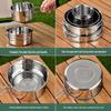 304 Stainless Steel Folding Camping Tableware Set - Durable, Portable, and Collapsible Cookware for Outdoor Adventures.