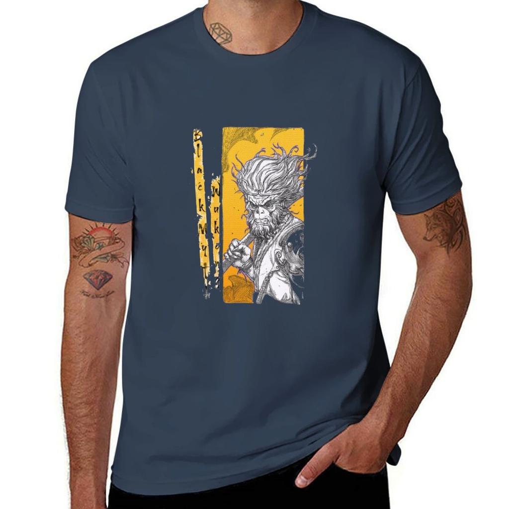 Black Myth Wukong Fanart Characters Tshirt Basic Simple Casual Short Sleeve Tee