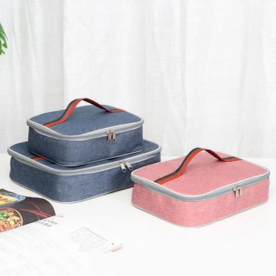 Square Lunch Box Meal Container Picnic Pouch Leakproof Cooler Lunch Bag Travel