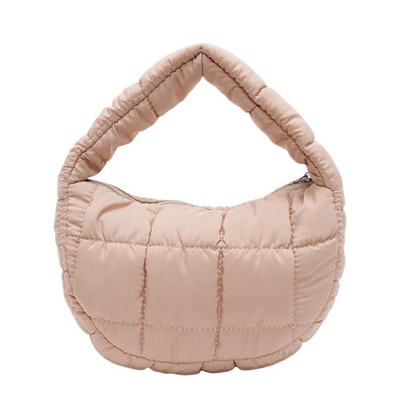 Niche fashionable pleated cloud bag women's solid color personalized hand carry cotton clothing bag