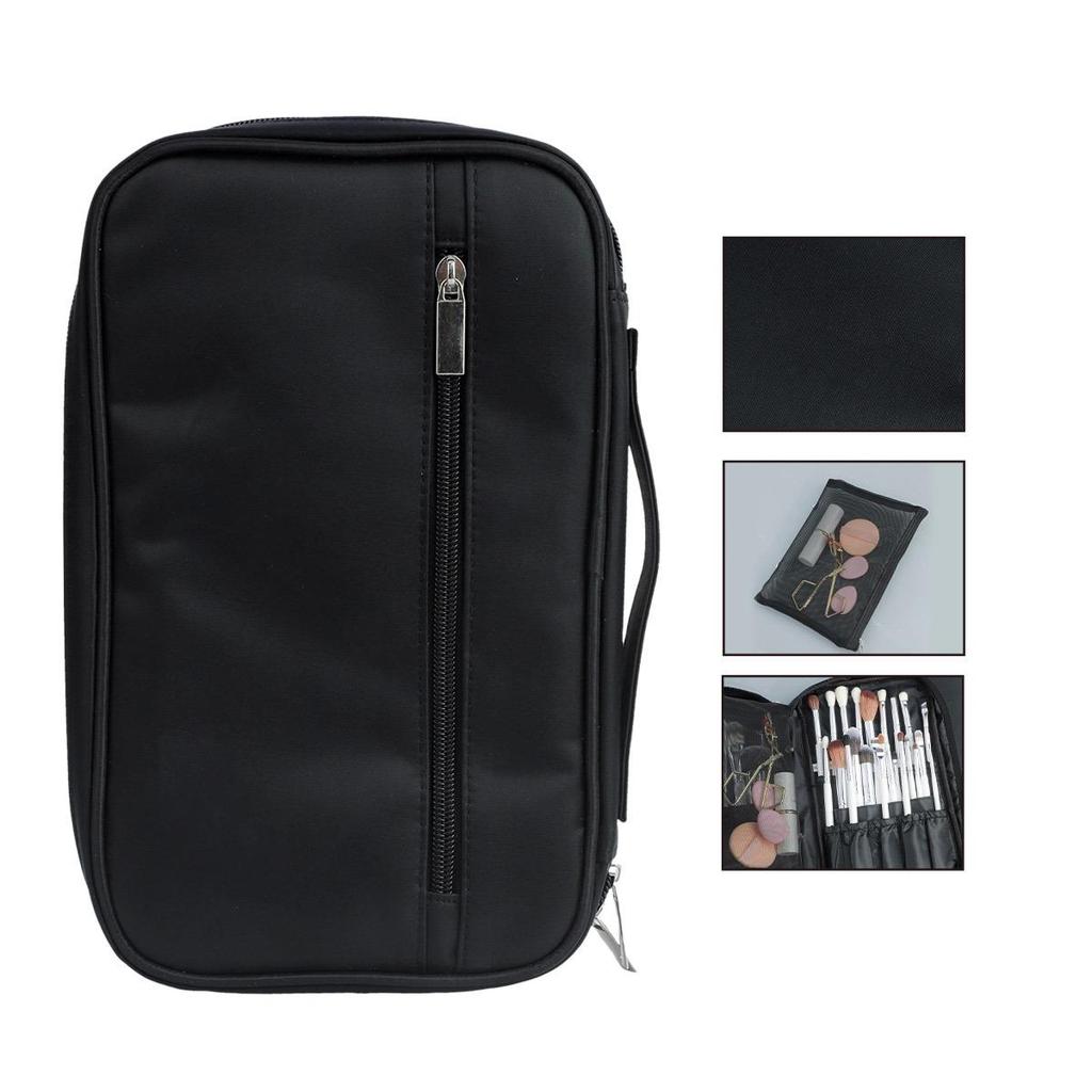 Portable Foldable Makeup Brush Bag with Stand-Up Design