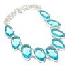 Swiss Blue Topaz Gemstone Necklace Adjustable Chain Handmade Amazing Jewelry 18"