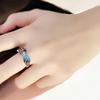 Koi Ring: White Gold Electroplated, Adjustable Classical Chinese Style, Blue Fish Leaping over Dragon Gate for Good Luck.