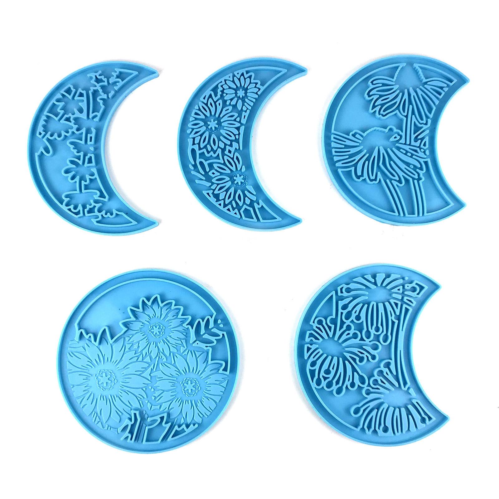 

Glossy Silicone Moon-phase Combination Molds Wall-mounted Moon Mold DIY Ornaments Pendant Epoxy Resin Crafting Molds синий