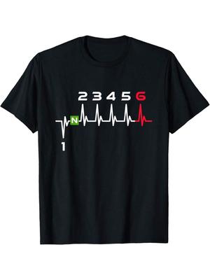 1N23456 Heartbeat Motorcycle Gear Shift Biker Motorcyclist T-Shirt