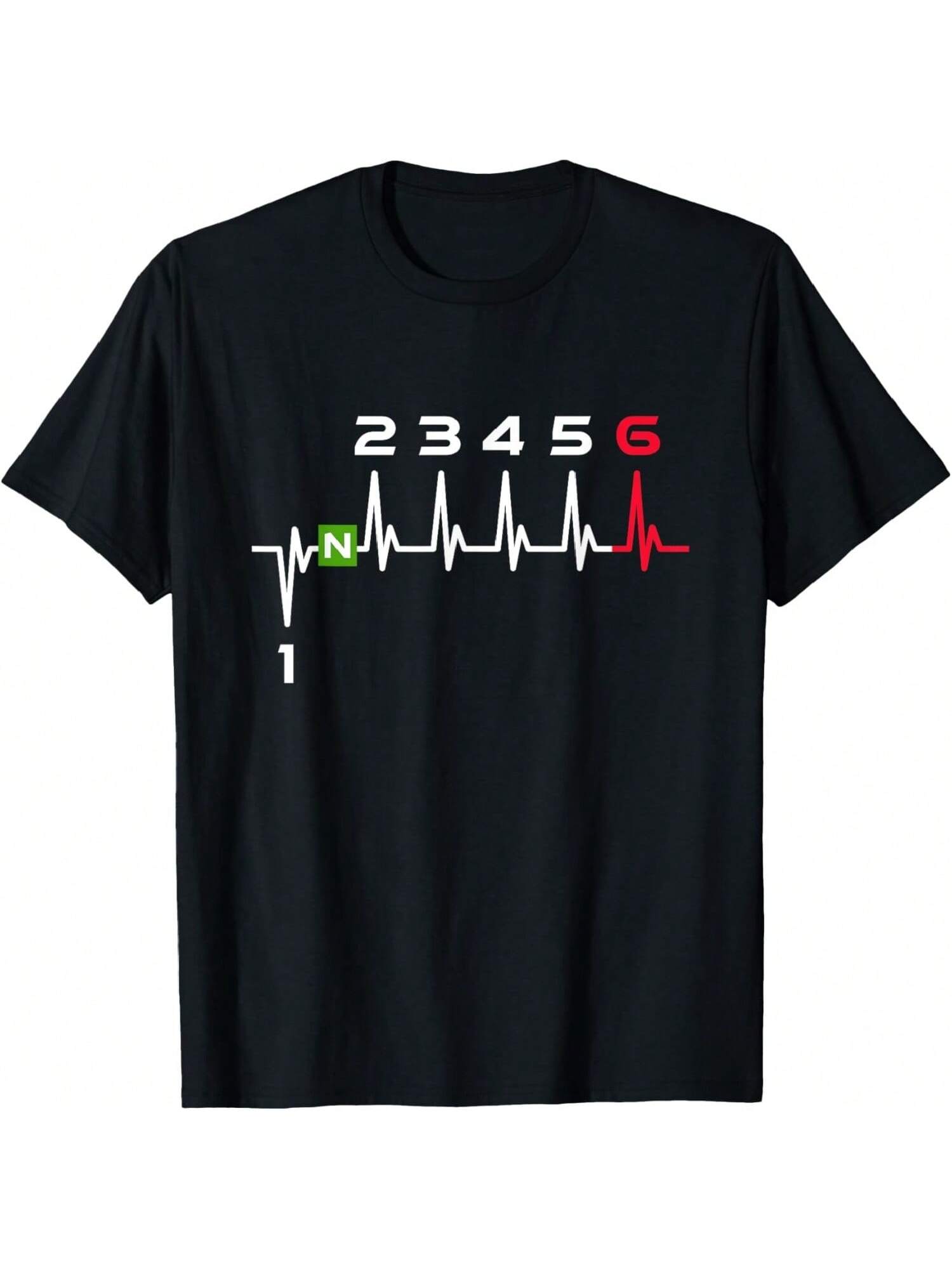 1N23456 Heartbeat Motorcycle Gear Shift Biker Motorcyclist T-Shirt S разноцветный