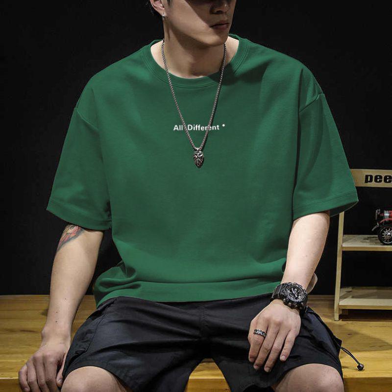 Camiseta de manga corta para hombre verano marca de moda versátil algodón puro peso pesado camiseta base