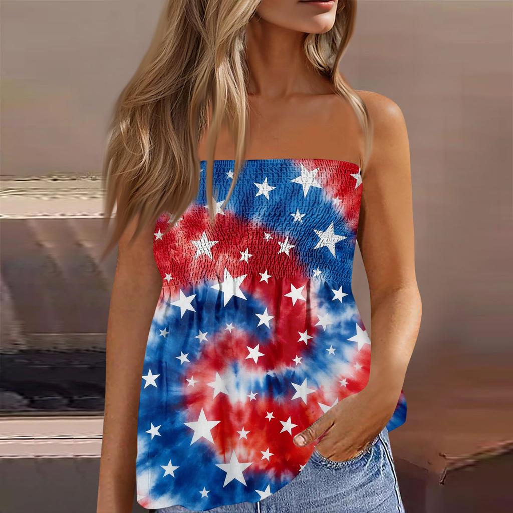 Summer Tube Tops For Women,Cute Sexy Off Shoulder Print Sleeveless T-Shirt