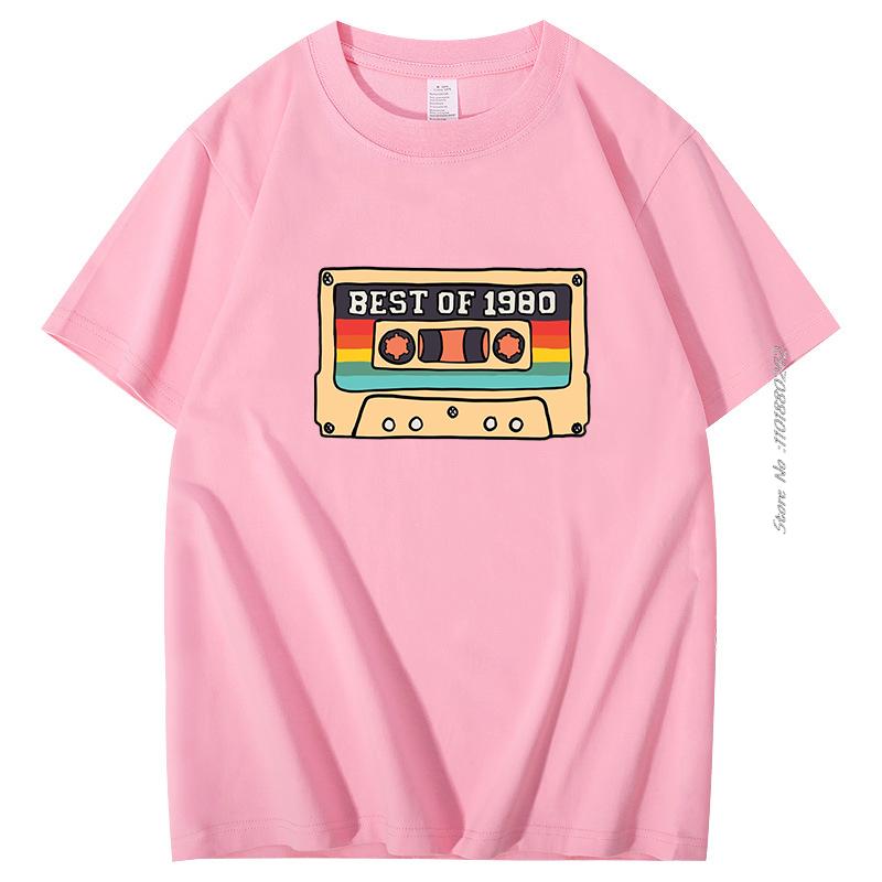Cotton Tshirt Best Of 1980 Retro Audio Tape Graphic T Shirts Summer Harajuku Mens Short Sleeve Tshirt Streetwear Men Clothing
