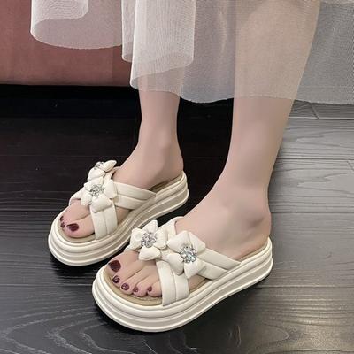Fashion Platform Slippers Sandals Woman Bowknot Thick Sole Slippers Women Chunky Flip Flops Summer Casual Beach Slides Zapatos Mujer