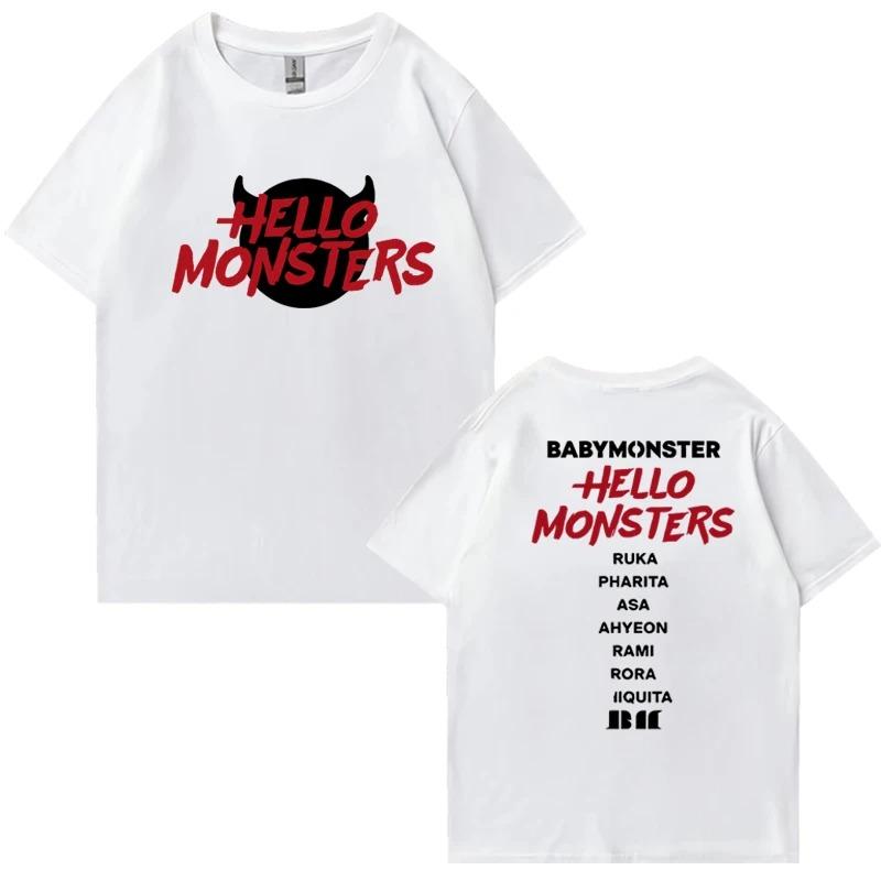 Popolari Magliette Babymonster Hello Monsters World Tour 2026 Nuove Unisex Vintage Abbigliamento in Cotone Uomo Donna Maglietta a Maniche Corte