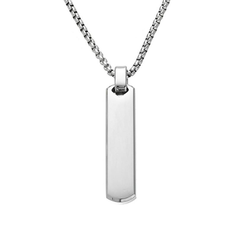 Stainless Steel Smooth Three-dimensional Strip Can Be Engraved Men's Simple Fashion Titanium Steel Necklace