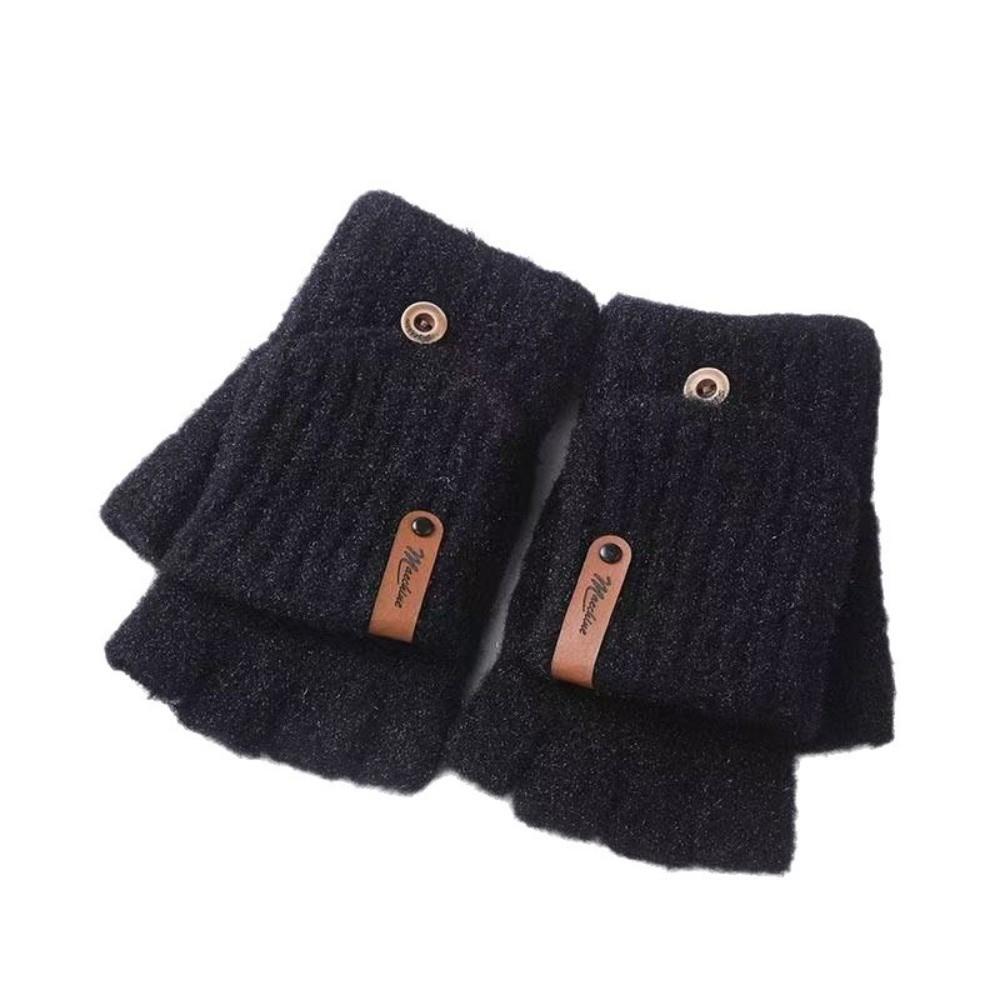 New Thickened Knitted Gloves Keep Warm Open Flip Cold-proof Gloves Touch Screen Windproof Half Finger Gloves Women Men