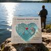 Fishing Lover Pocket Hug Token Sea Glass Heart-Shaped Acrylic Keepsake Encouragement Gift for Angler Dad Husband