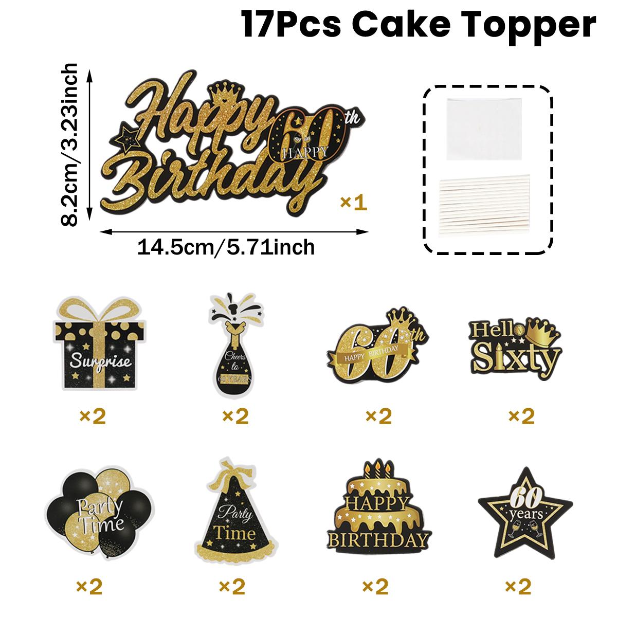 

Black Gold Happy Birthday Cake Insert 30 40 50 Year Birthday Party Decor Adult Women 30th 40th 50th Birthday Party Supplies