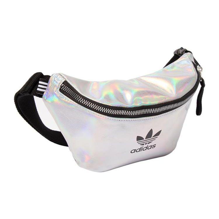 adidas Originals Trefoil Metallic Iridescent Logo Print Polyurethane Crossbody Chest Bag Women Bags Iridescent-White FL9632