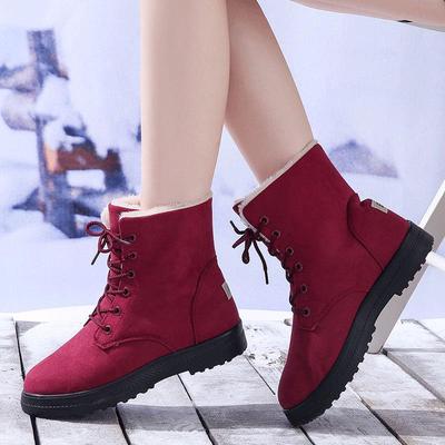 Hohe Schneestiefel im koreanischen Stil für Damen und Herren, Übergröße, mit Samtfutter und Schnürung vorne.