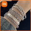 100% Solid 925 Sterling Silver Retro Bracelet for Women Men Vintage Handmade Flower Patern Bracelet Birthday Gift