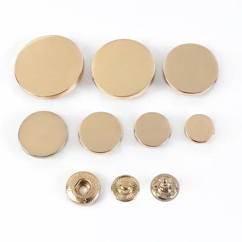 10Sets Meetee Metal Snap Buttons for Bag Coat 10-25mm Fasteners Press Button Clothes Decor Golden Buckles DIY Sewing Accessories