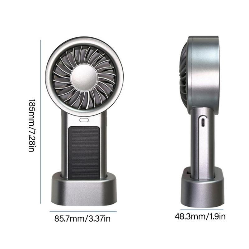 Portable Solar Charging Hand Fan 5 Speed Blower Handheld Fan Rechargeable Replacement For Camping Hiking Indoor Use
