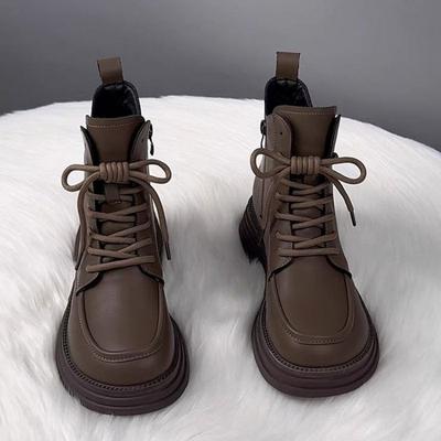 Martin Boots Women's New Autumn and Winter Thick-soled Velvet Black Short Boots Women's Versatile Single Boots