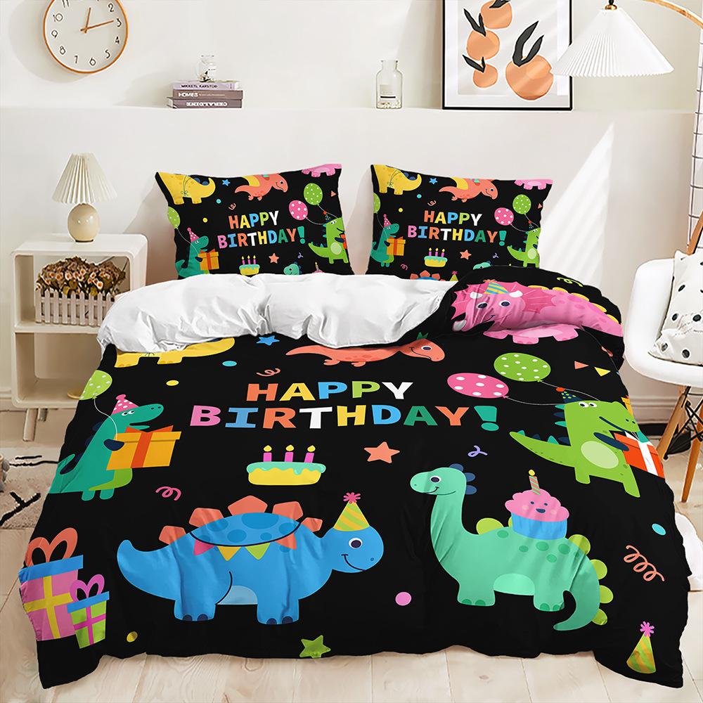 

Three-Piece Dinosaur Illustration Animal Quilt Set Two-Piece Bedding Set 135 * 200 (two-piece set) 90g