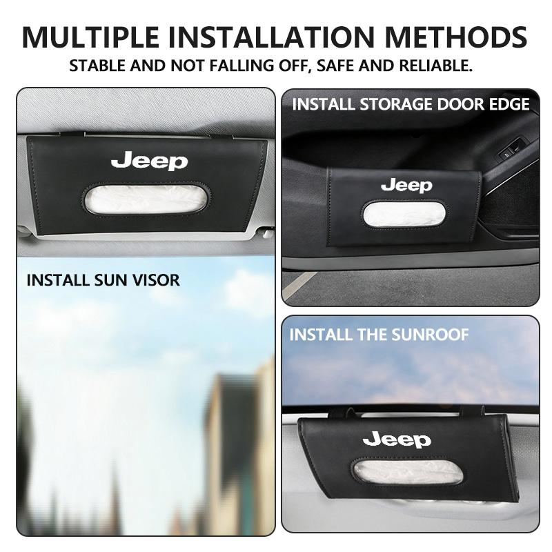 For Jeep Snap-fit Car Sun Visor Tissue Box Storage Accessories Cherokee Wrangler JK Gladiator Compass Renegade Patriot AKN1