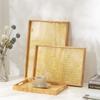 Acrylic and Wood Serving Tray with Rattan Base
