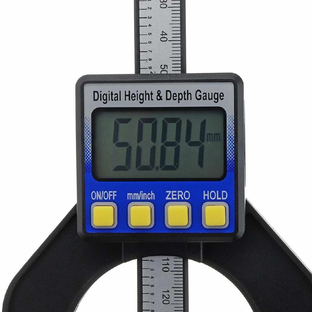 Digital Height Depth Gauge Slide Caliper Vernier Ruler Metric Measuring Woodworking Router Table Saw Tool Depthometer