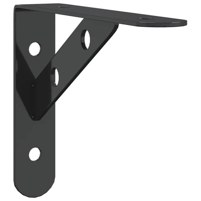 VidaXL Shelf Brackets 4 Pcs 15x2.5x11.5 Cm Black Stainless Steel, Wall Mount, Wall Shelf Bracket,, Bracket 30301
