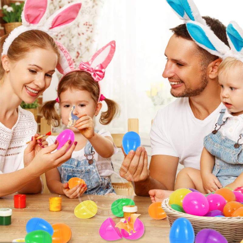 12Pcs Plastic Easter Eggs Fillable Kids Toy Candy Gift Packaging Box Happy Easter Party Home Decoration Birthday Party Supplies