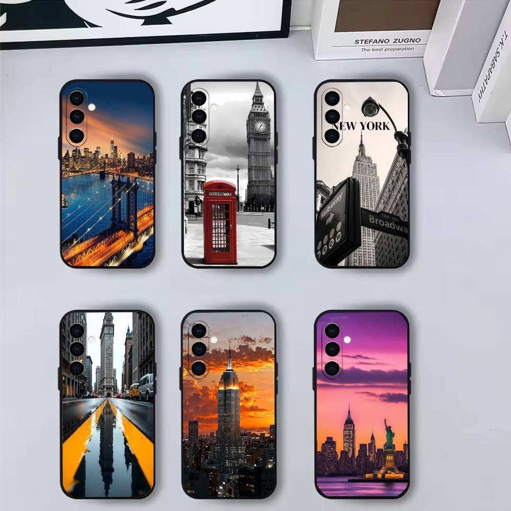 N-New Y-York C-City Photo Phone Case For Samsung Galaxy A73,A72,A71,A70,A53,A52,A51,Soft Silicone Black Cover