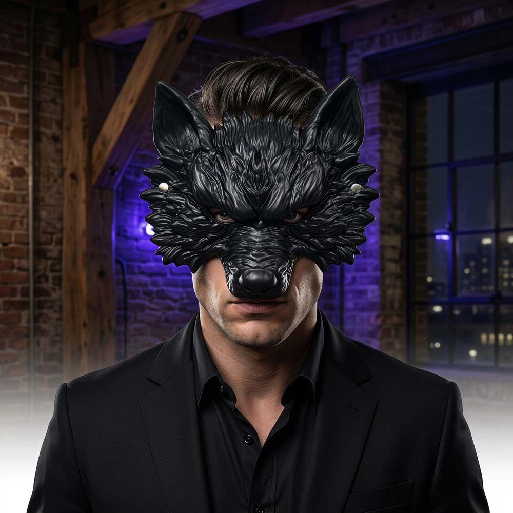 Funny Cosplay Party Costume Mask Black Silver Finish Werewolf Mask  Dress Up Prop