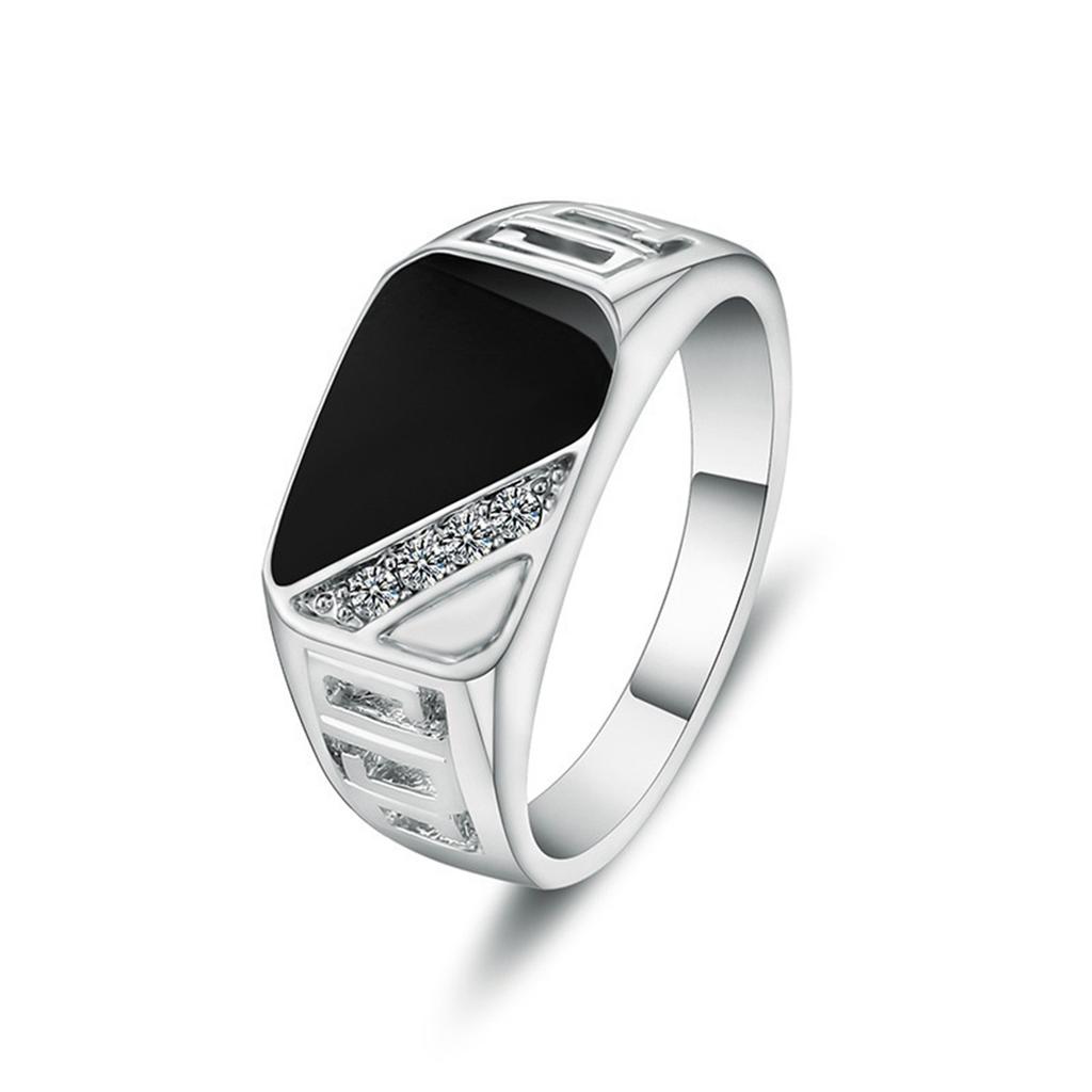 Fashion Economical Mens Enamel Drip Square Ring Classic Design Jewelry for Daily Wear Gift for Him Handmade Colorful Alloy Band