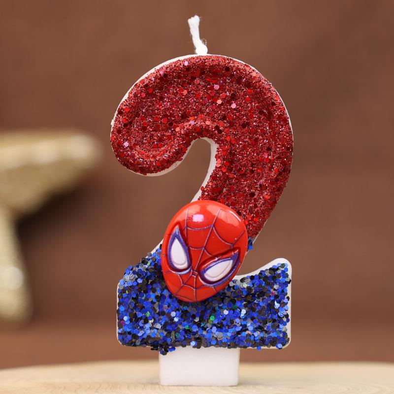 popular Vibrant Spider-Man Themed Glitter Number Candle - Fun Cake Centerpiece for Boy s Celebration High Quality