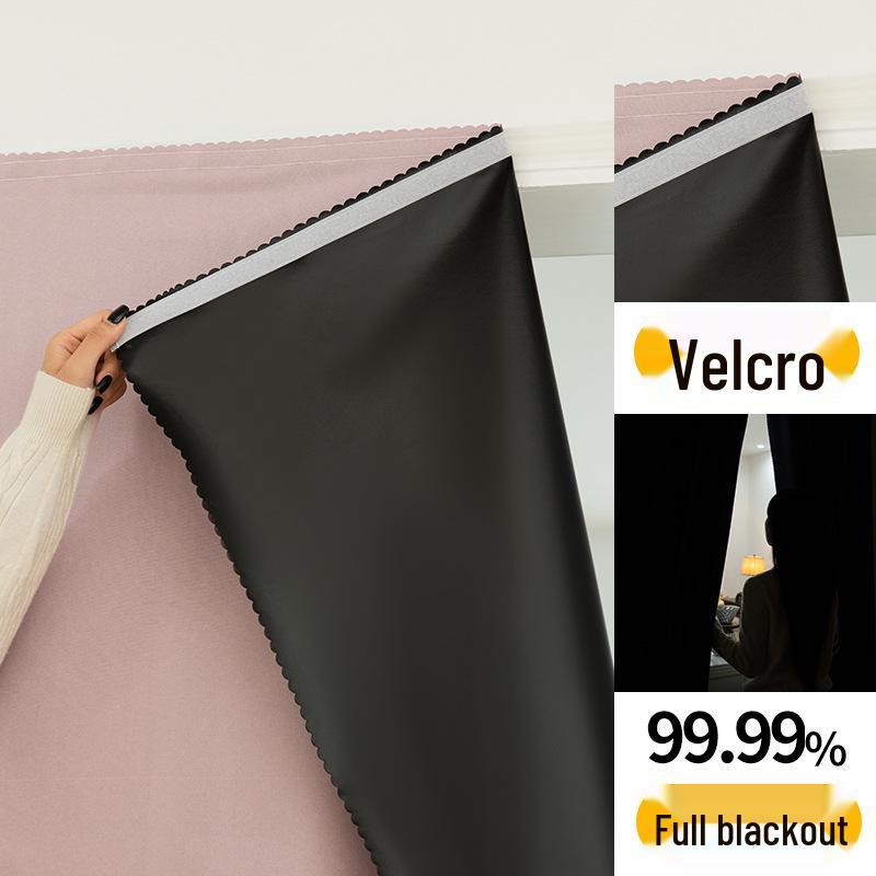 Velcro Blackout No-Drill Curtains: Room Divider, Bay Window & Small Window Self-Adhesive Coverings