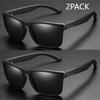 2PCS Fashion Sports Sunglasses Polarized Driving Sun Glasses Man Fishing Glasses Square Frame Metal Men and Women UV400 Eyewear