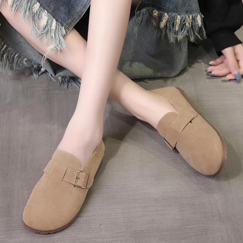 Fashion Shoes for Women 2024 Hot Sale One Kick Women Flats Autumn Round Toe Solid Solft Sole Casual Comfortable Flat Office Ladies Shoes