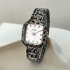 Leopard Print Steel Belt Small Sugar Cube Watch Women'S Large Dial Light Luxury Niche Trendy Brand Fashion Watch